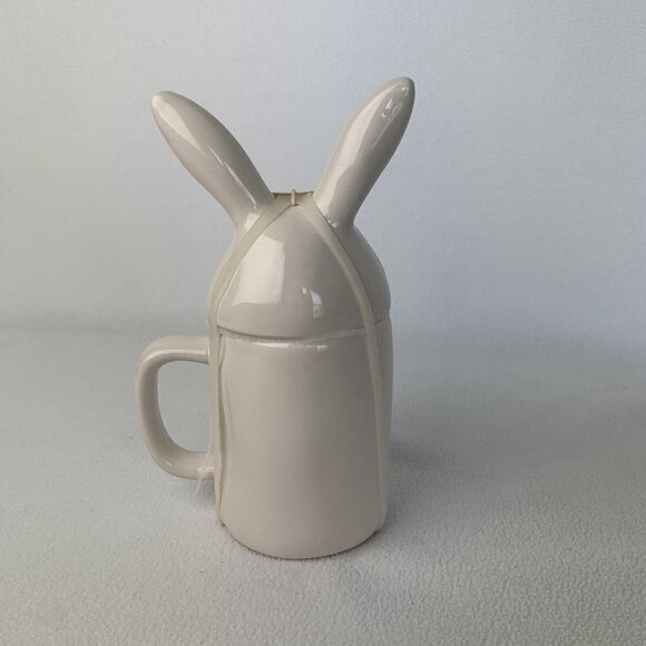 Rae Dunn by Magenta Easter Bunny Rabbit 18”CARROTS" White Mug With Topper - Picture 2 of 8